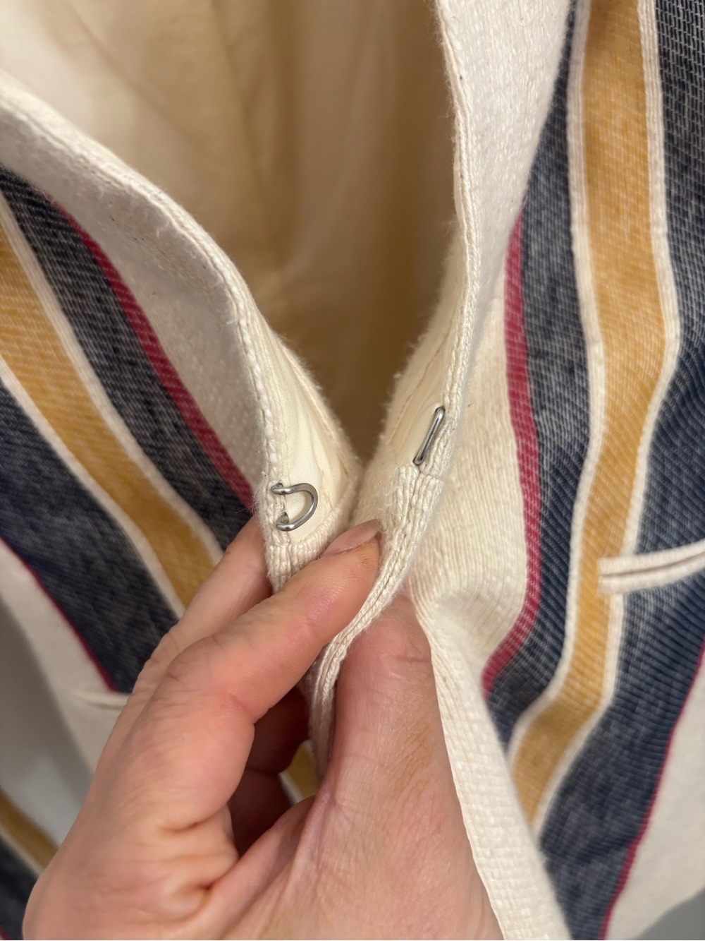 BCBGMaxAzria Cream Blazer with Navy, Mustard & Pink Stripes - Picture 4 of 5